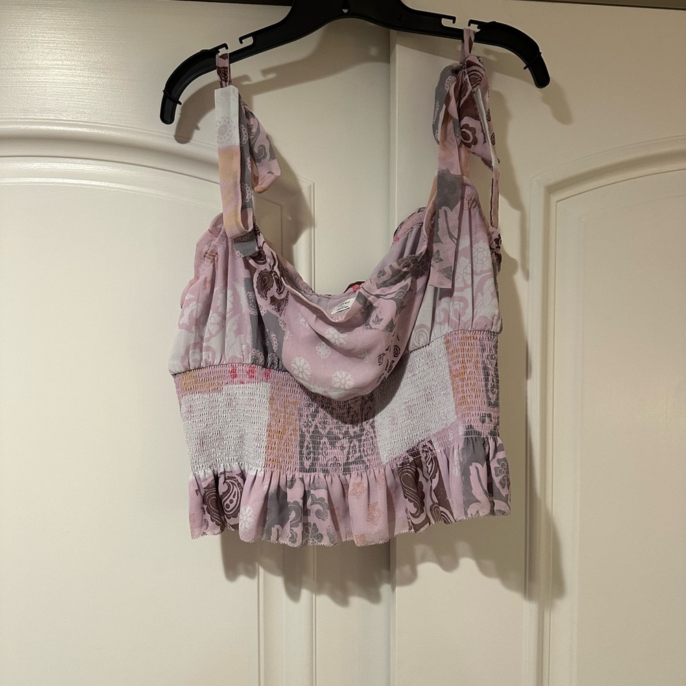 Wilfred Pink & Gray Printed Tie-Strap Cowl Crop Top